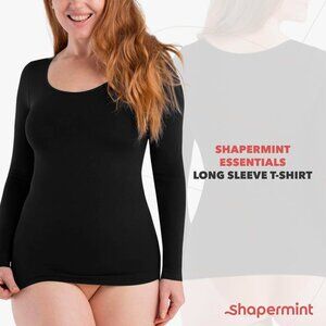 Shapermint Essentials All Day Every Day Long Sleeve Shaping T-Shirt Black Large